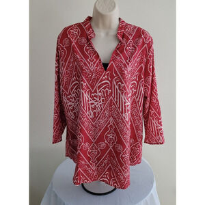 MADE WITH LOVE Copper-red, Long sleeves, V-neck, Easy care Tunic--Sz XL-NEW!